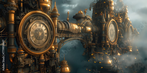 city, steampunk, industrial, gears, machinery, Victorian, retro-futuristic, steam, technology, clockwork, brass, pipes, dystopian, urban, mechanical, gears, steam engine, invention, innovation, cyberp