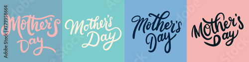 Happy Mother's Day collection of text banner. Hand drawn vector art.
