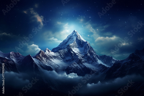 Awe-inspiring view of a starry night sky above a mountain peak