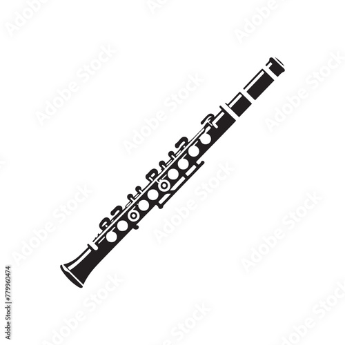 Rhythmic Harmony: Dynamic Flute Silhouette, Echoing the Melody of Nature, Flute Illustration - Minimallest Flute Vector

