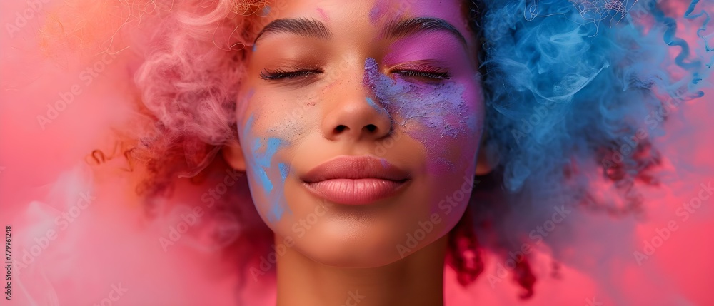 Obraz premium Womans mental health nurtured by positive thinking creativity and selfcare practices. Concept Mental Health, Positive Thinking, Creativity, Self-care Practices, Women's Wellness