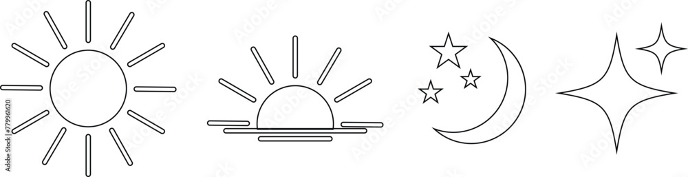 Sun moon icon illustration isolated vector sign symbol. Sun moon icon illustration isolated vector sign symbol.
