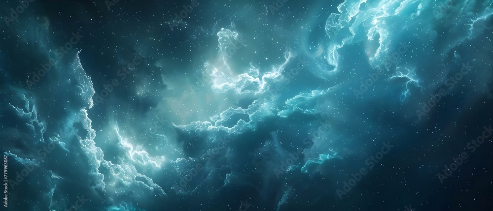 Aurora-Inspired Digital Dreamscape with Starry Sky Background. Concept Fantasy Digital Art, Aurora Borealis, Starry Night, Dreamy Landscape
