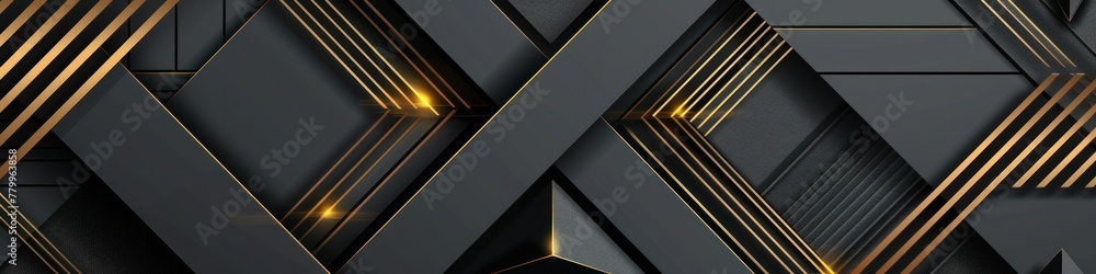Luxury black background with diagonal stripes, geometric shapes and golden lines. Futuristic technology style. Minimal design. 3d effect. Luxury black background with diagonal stripes, geometric shapes and golden lines. Futuristic technology style. Minimal design. 3d effect.