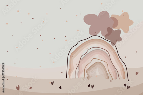 Watercolor rainbow postcard 5 beige