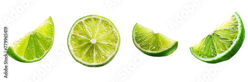 Set of Juicy slice of lime on transparent background Remove png © Imran
