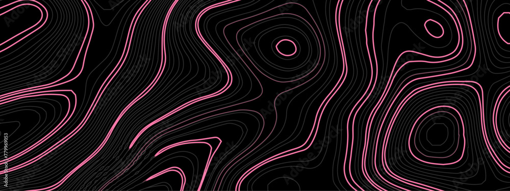 Abstract colorful wavy topographic map and curved lines background. Abstract geographic wave grid line map. Abstract topography relief. vector illustration.