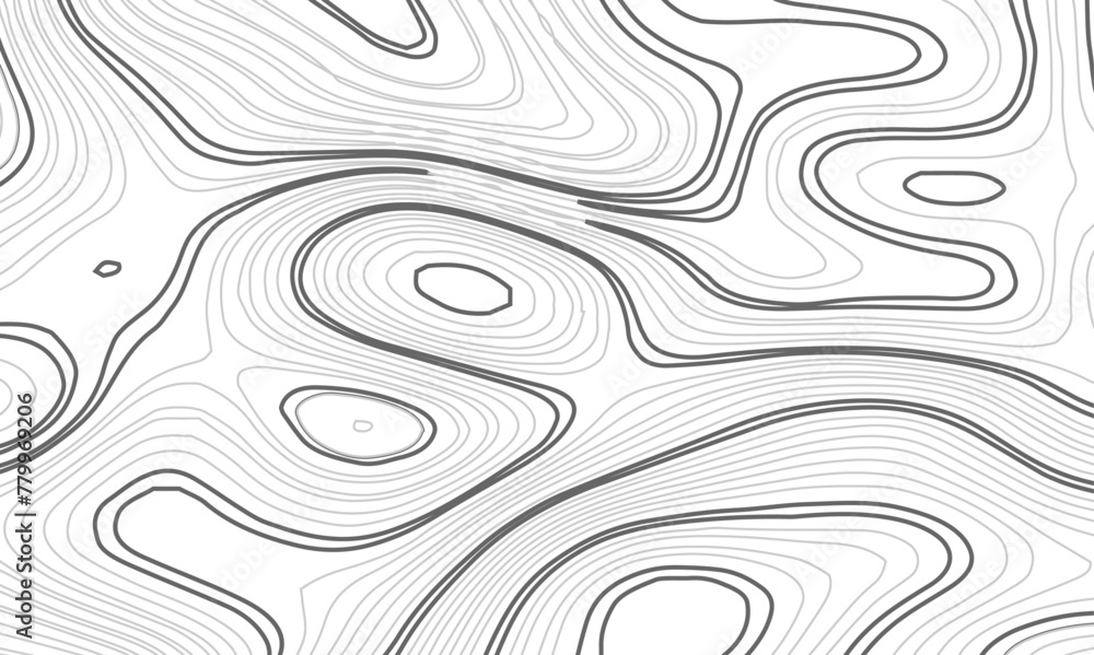 Abstract wavy topographic map. Abstract wavy and curved lines background. Abstract geometric topographic contour map background. Vector illustration.