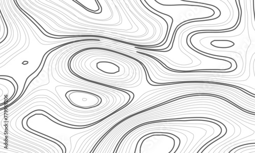 Abstract wavy topographic map. Abstract wavy and curved lines background. Abstract geometric topographic contour map background. Vector illustration.