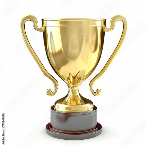 First place gold business trophy cup. 3d rendering. 