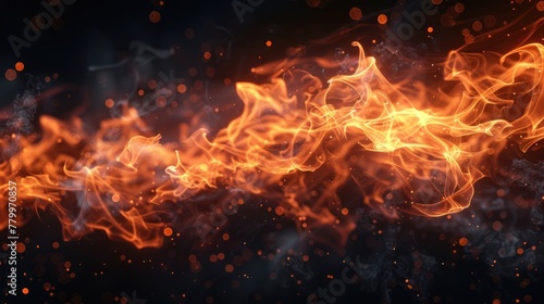 Intense Fiery Flames with Glowing Sparks Abstract Background