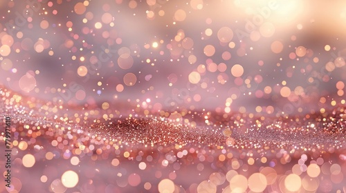 Radiant beams of sparkling glitter falling against a backdrop of soft, muted colors, creating a serene and enchanting abstract background.