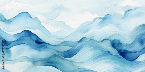 Abstract watercolor soft blue print sea water ocean background. Soft blue sea watercolor liquid fluid texture background.