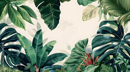 A botanical print featuring lush foliage  bringing the beauty of the outdoors inside.