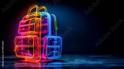 Neon School Bag with Sci-Fi Elements photo