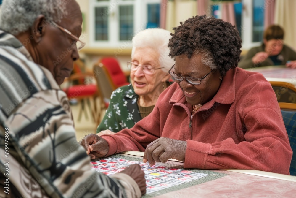 Senior people playing bingo in a nursing home Senior people playing bingo in a nursing home