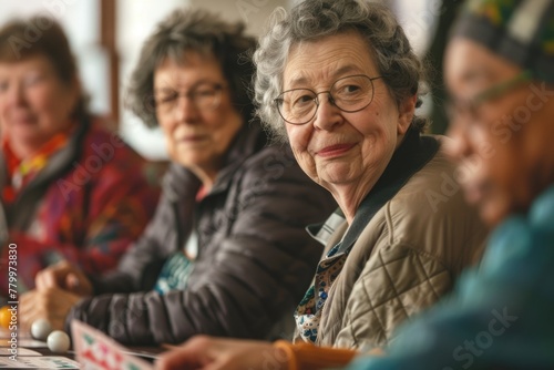 Senior people playing bingo in a nursing home