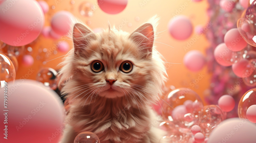 Small Curious Kitten on Peach Fuzz Color of the Year Background