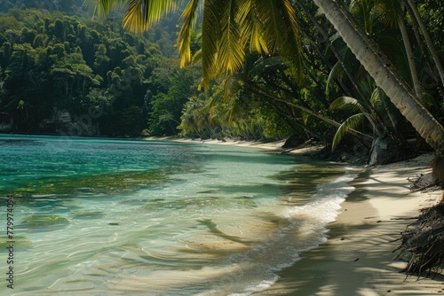 Exotic beach with palm trees and crystal clear waters