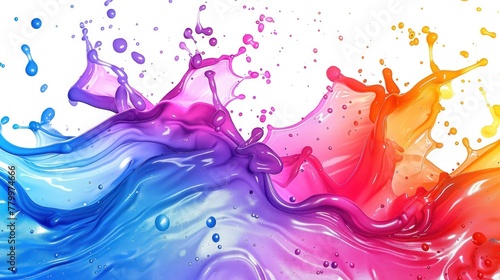 Colorful paintbrush liquid splash abstract background. AI generated image