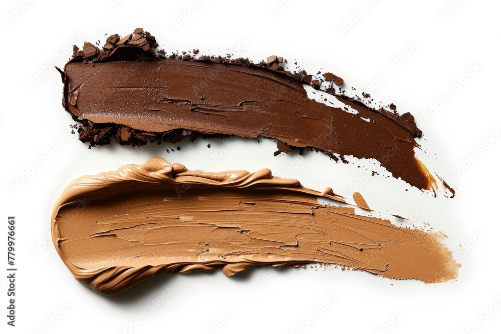 Foundation smears on the white background. Make up swatches. Foundation smears on the white background. Make up swatches.