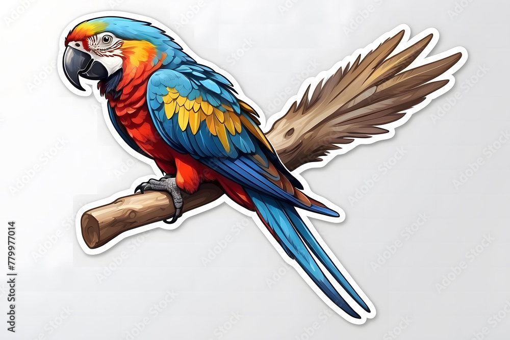 Obraz premium Macaw sticker on white background
