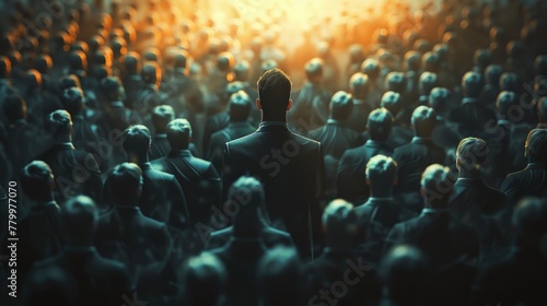 Business Leader Standing Out in a Crowd of Executives