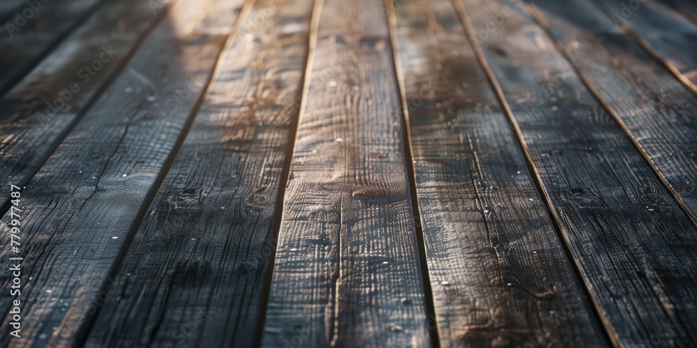 The image is of a wooden floor with a dark brown color. The floor is made of wood and has a natural look to it The image is of a wooden floor with a dark brown color. The floor is made of wood and has a natural look to it