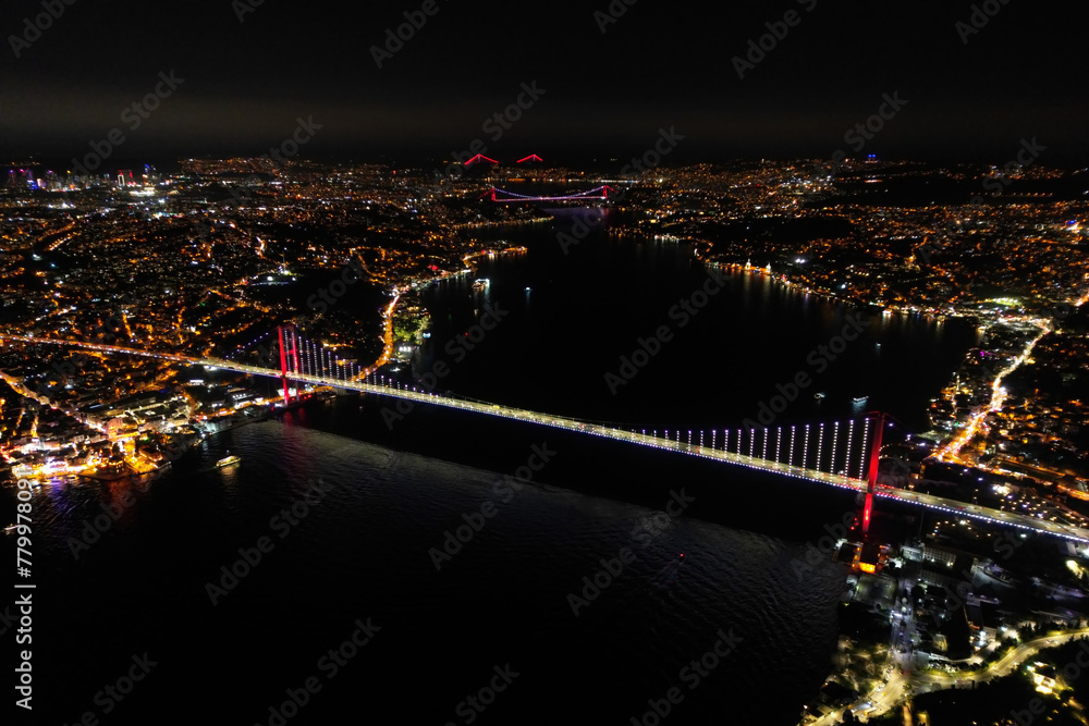 Obraz premium Bosphorus Bridge istanbul Turkey ( July 15 martyr bridge ) magnificent view of istanbul