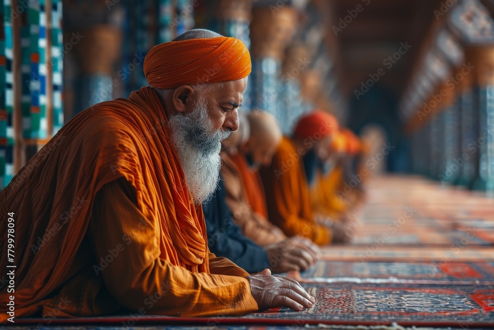Obraz premium Man performing Namaz in the Mosque.