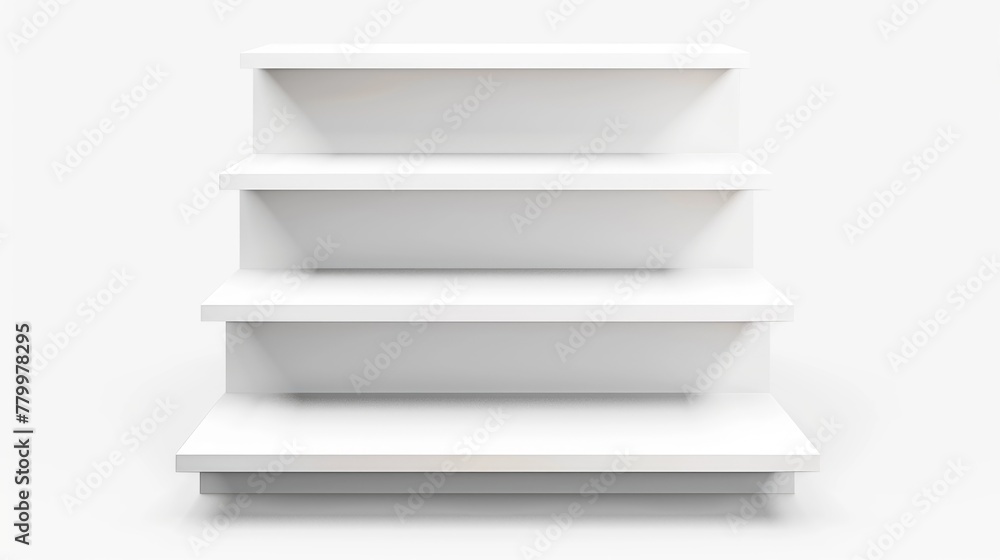 A white bookcase with four shelves A white bookcase with four shelves