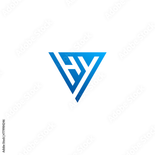 Free Download HY monogram logo inside blue triangle shape. - GFXLoad