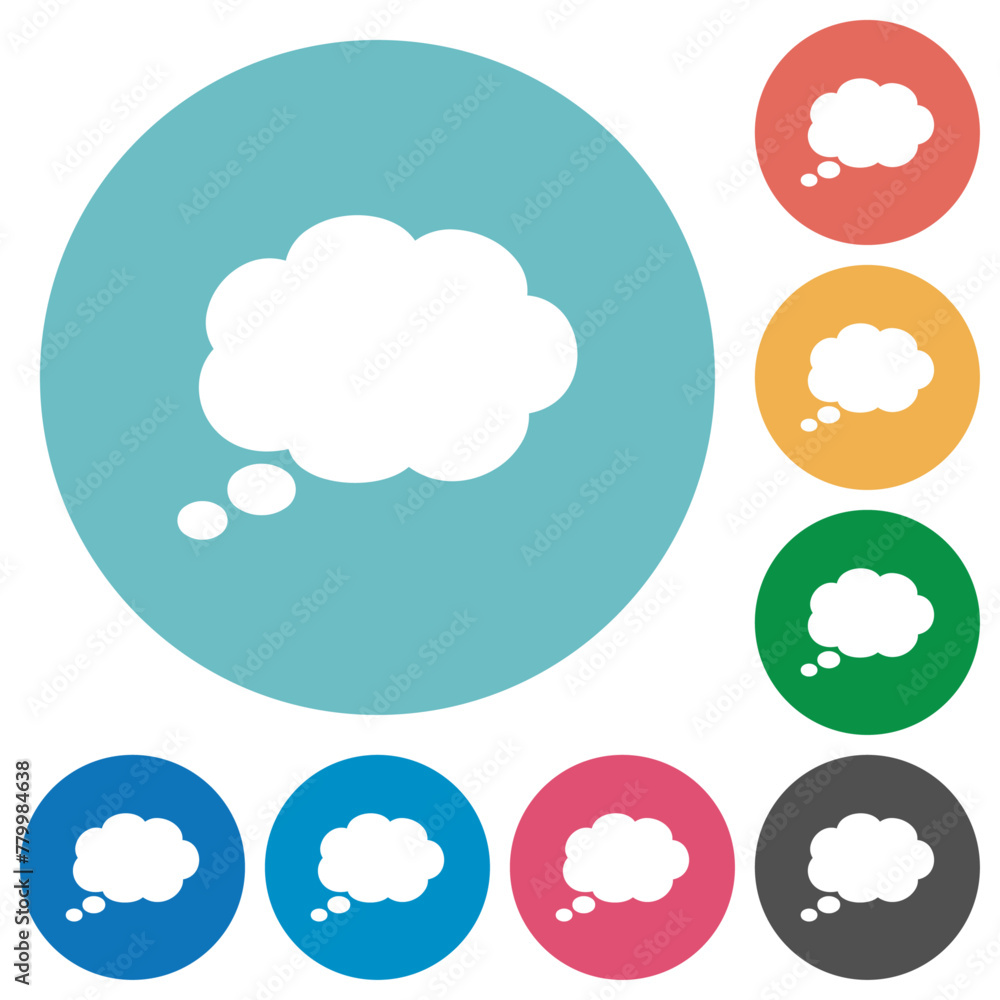 Single oval thought cloud solid flat round icons Single oval thought cloud solid flat round icons