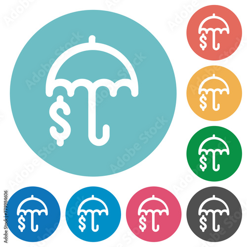 Financial protection outline flat round icons