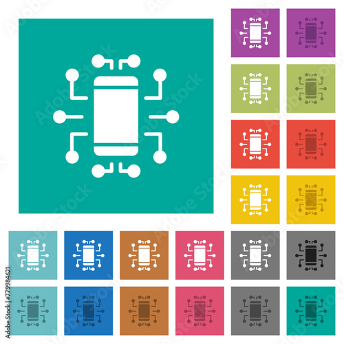 Embedded device solid square flat multi colored icons