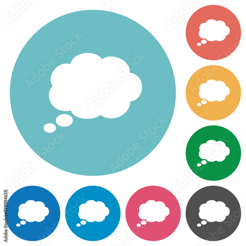 Single oval thought cloud solid flat round icons