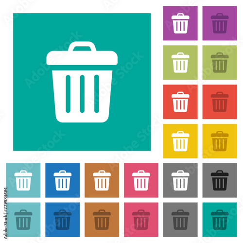 Trash solid square flat multi colored icons