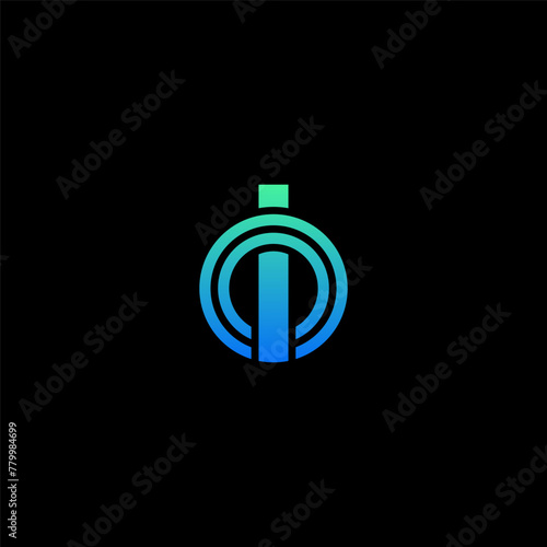 IO or OI monogram logo with inline accent - blue green.