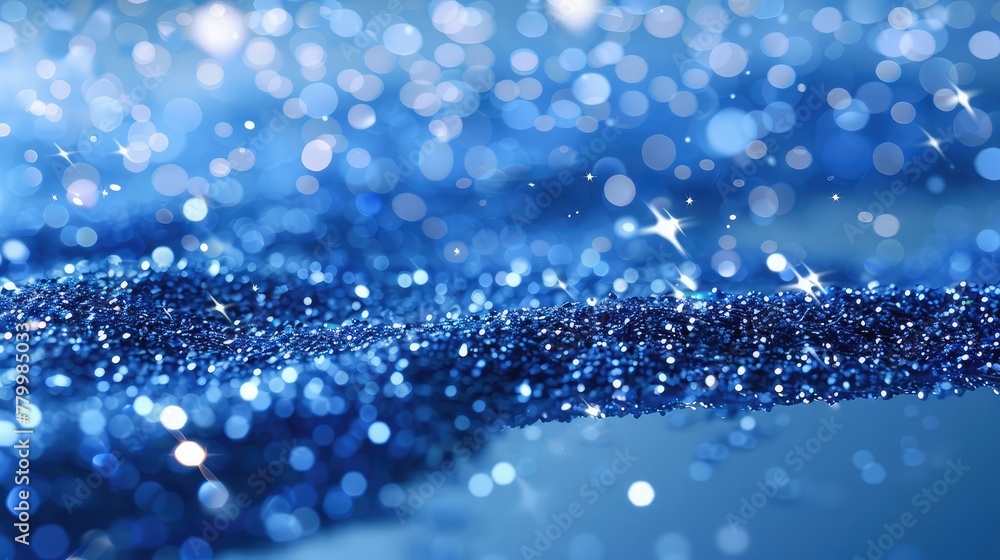 shinny blue sparkling glittering background bokeh lights background  