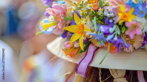 Wallpaper Mural Person Wearing Hat With Flowers Torontodigital.ca