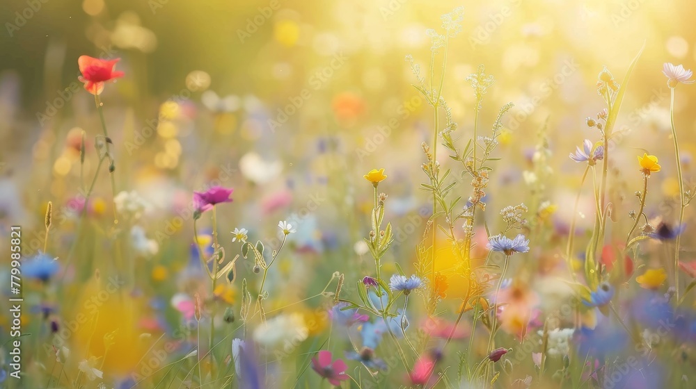 Vibrant Wildflowers Under Sunlight
