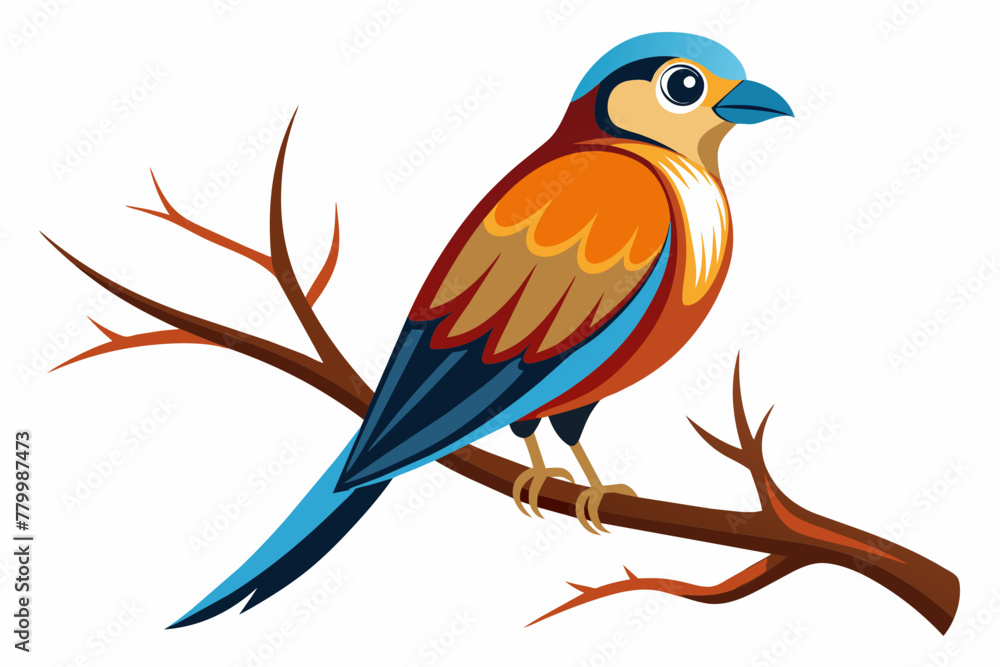 bird-on-a-bare-branch-vector-on-white-background