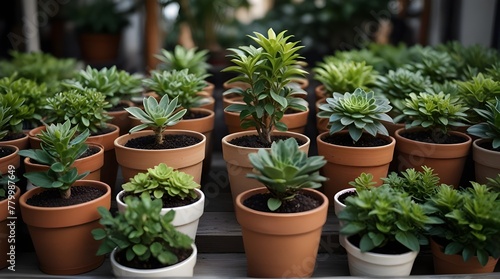 set of potted green plants .Generative AI © adan