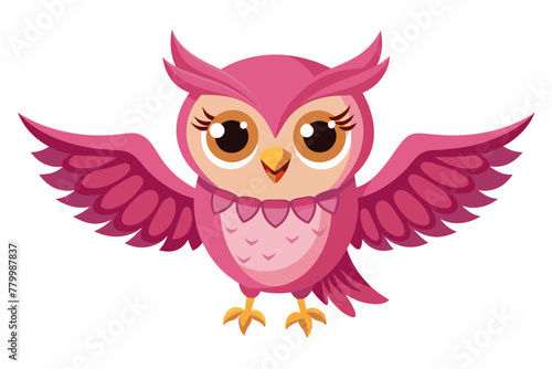 pink-owl-flaps-its-wing-vector illustration  photo