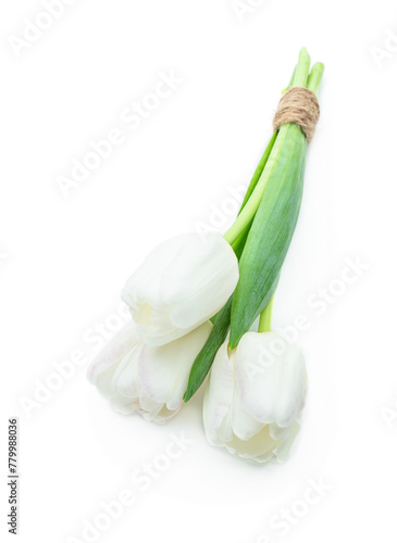 Bunch of white tulip flowers isolated on white
