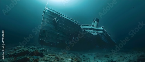 Titanic's Silent Depths: Echoes of a Maritime Tragedy. Concept Maritime History, Titanic Tragedy, Underwater Exploration, Historical Preservation, Impact of Disaster photo
