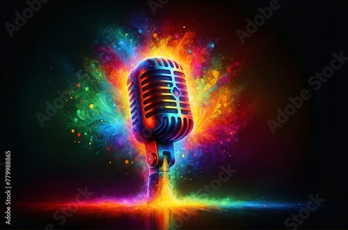 a colorful microphone