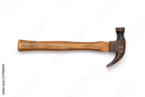 Old Rusted Hammer with Wooden Handle.