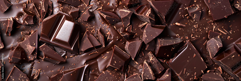 Dark chocolate on a wooden board Dark chocolate on a wooden board