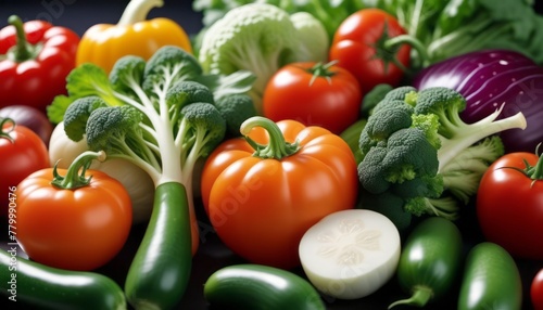 Assorted Fresh Vegetables on a Wooden Table